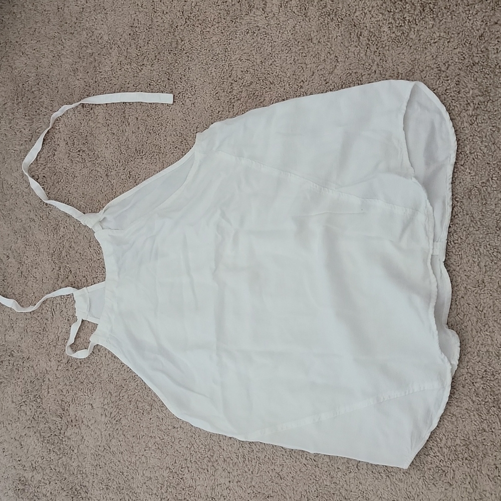 Bella Dahl "Seams Halter" High Neck White tank L